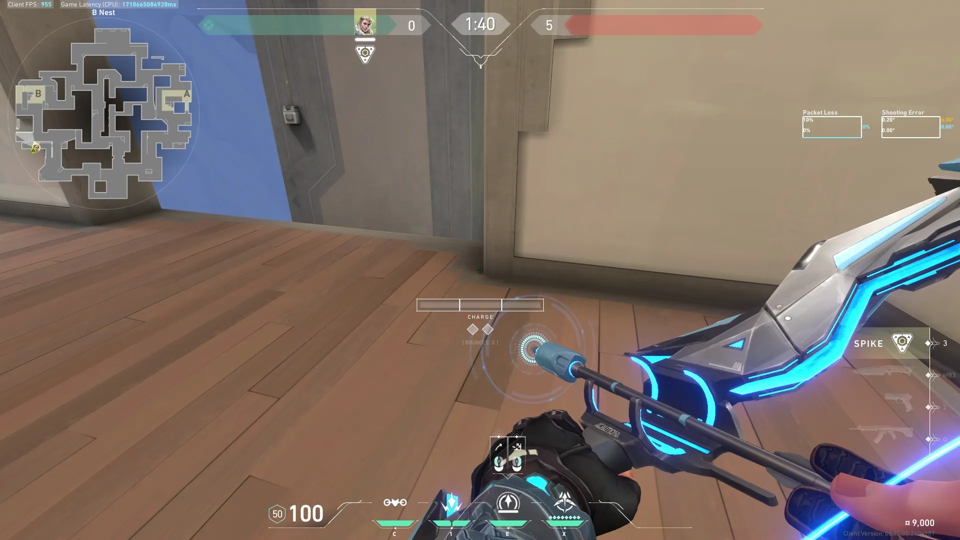 Sova Recon Bolt on Abyss Attack Site B — step 4 of 5: Aim — line up the shot