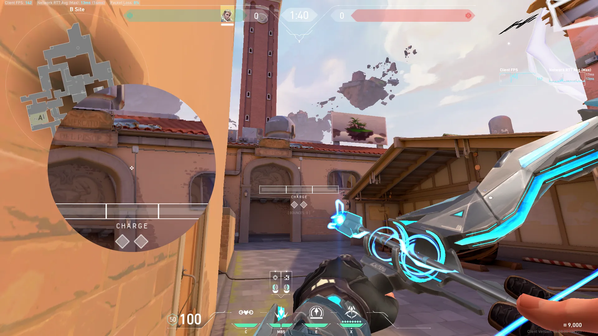 Sova Shock Bolt on Ascent Defense Site B — step 2 of 4: Aim — line up the shot