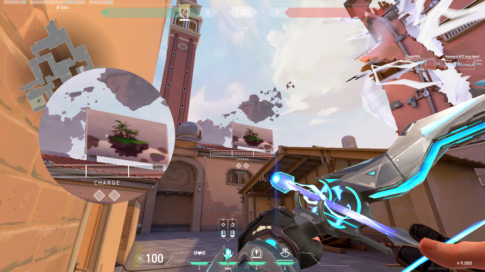 Sova Shock Bolt on Ascent Defense Site B — step 3 of 4: Aim — line up the shot