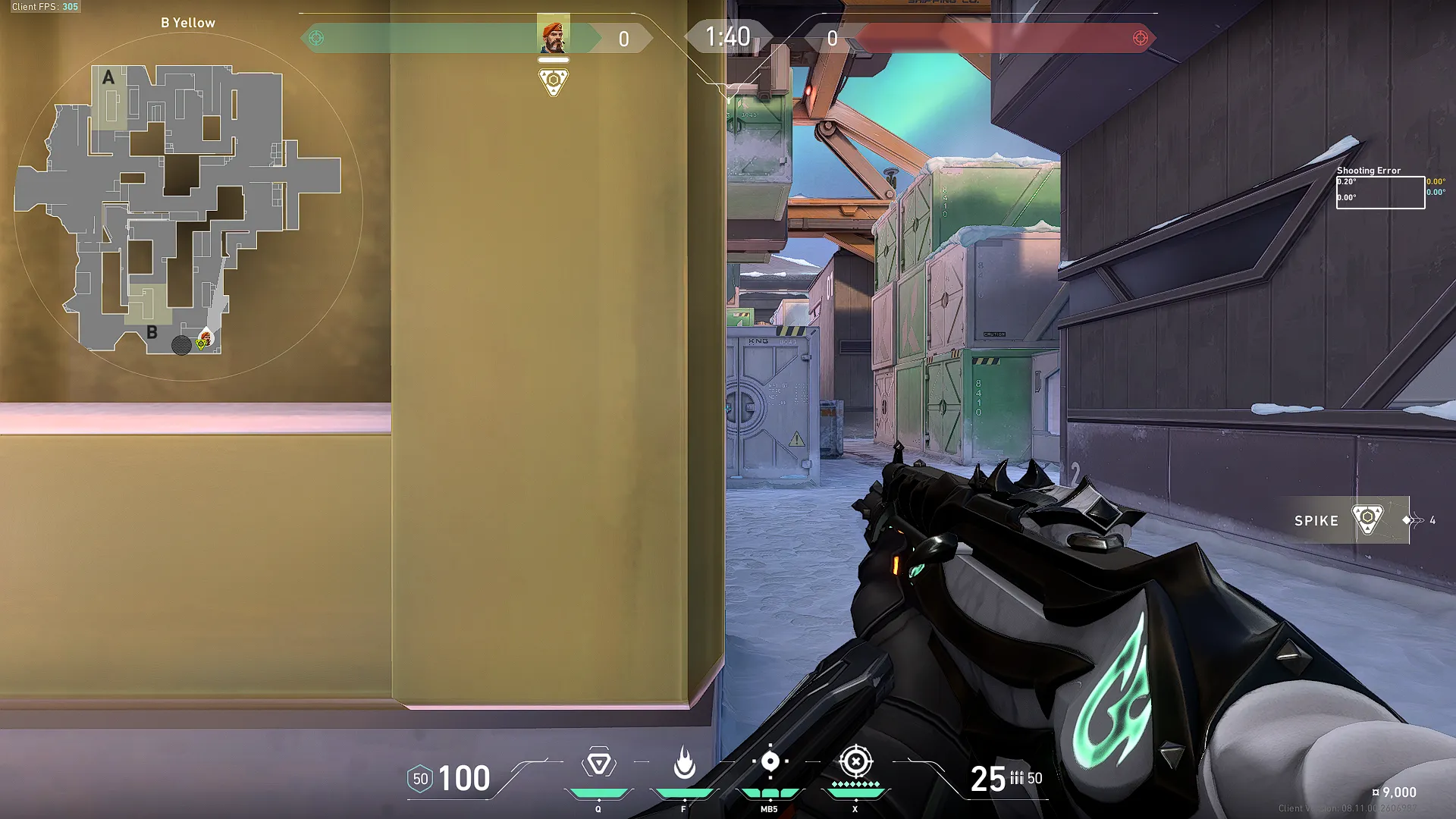 Brimstone Incendiary on Icebox Attack Site B — step 2 of 3: Aim — line up the shot