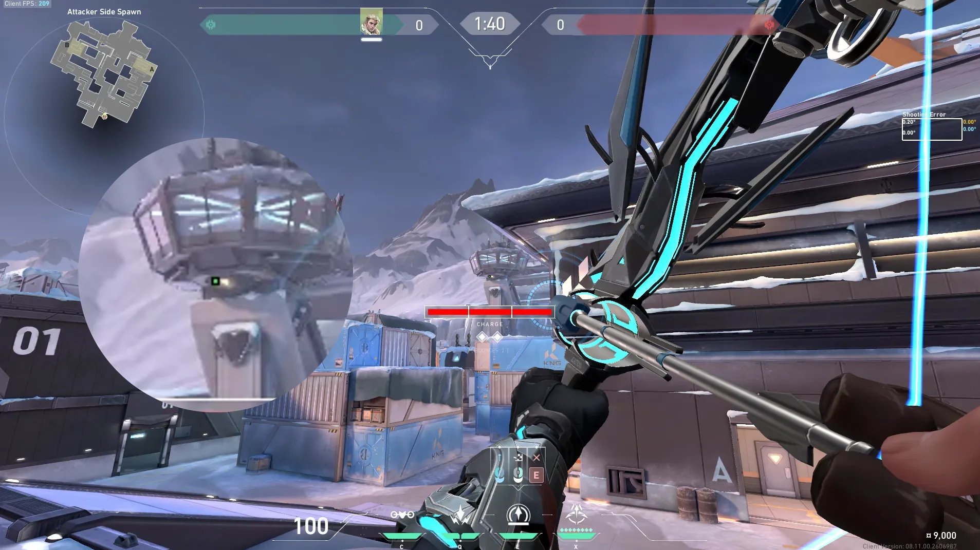Sova Recon Bolt on Icebox Attack Site B — step 2 of 3: Aim — line up the shot