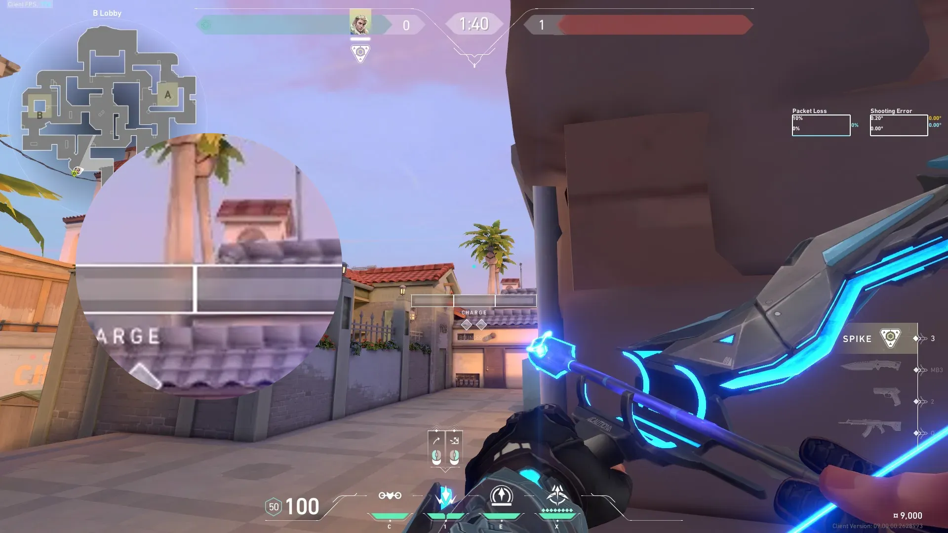 Sova Shock Bolt on Sunset Attack Site B — step 2 of 3: Aim — line up the shot