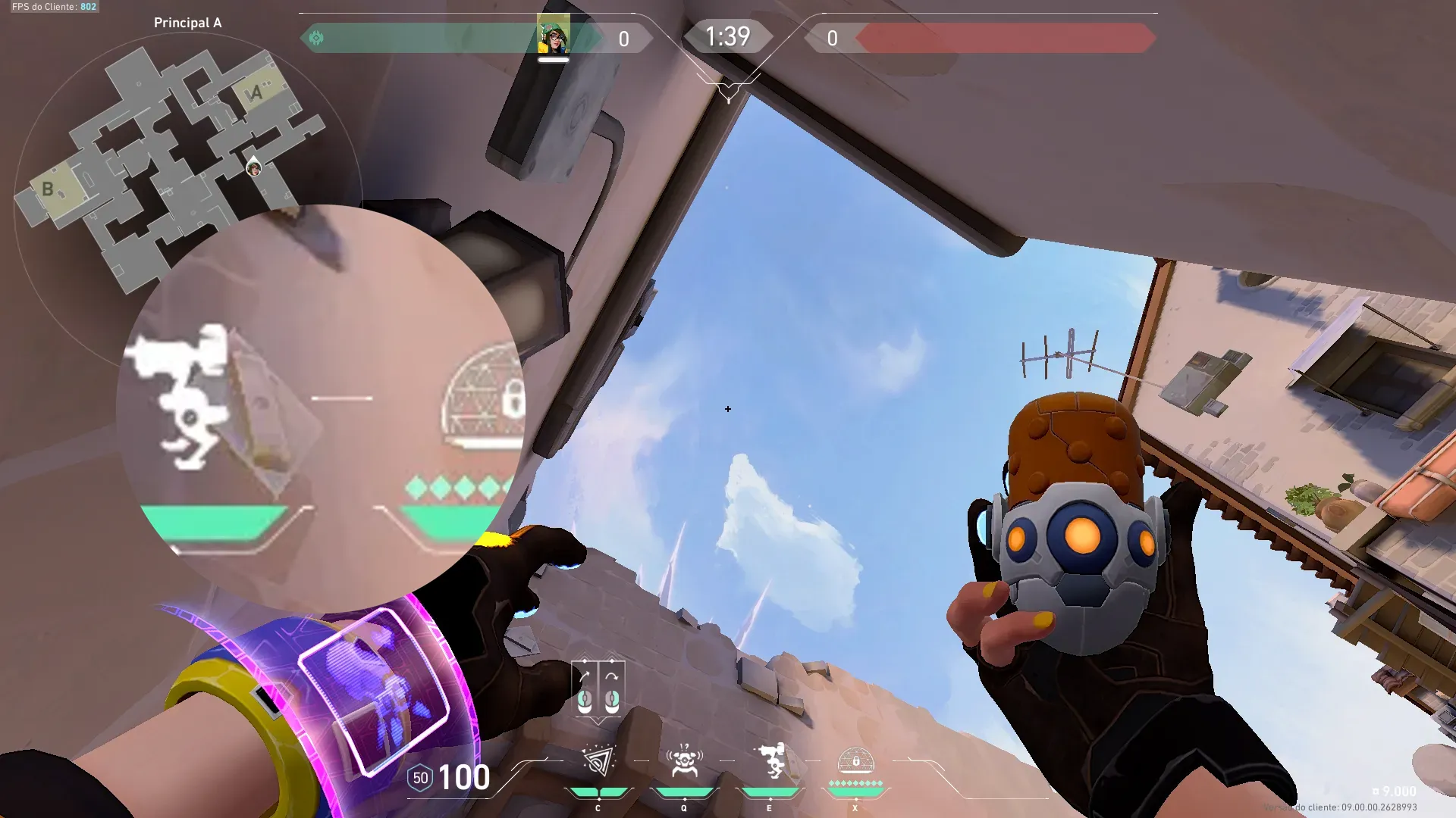 Killjoy Nanoswarm on Ascent Defense Site A — step 2 of 3: Aim — line up the shot