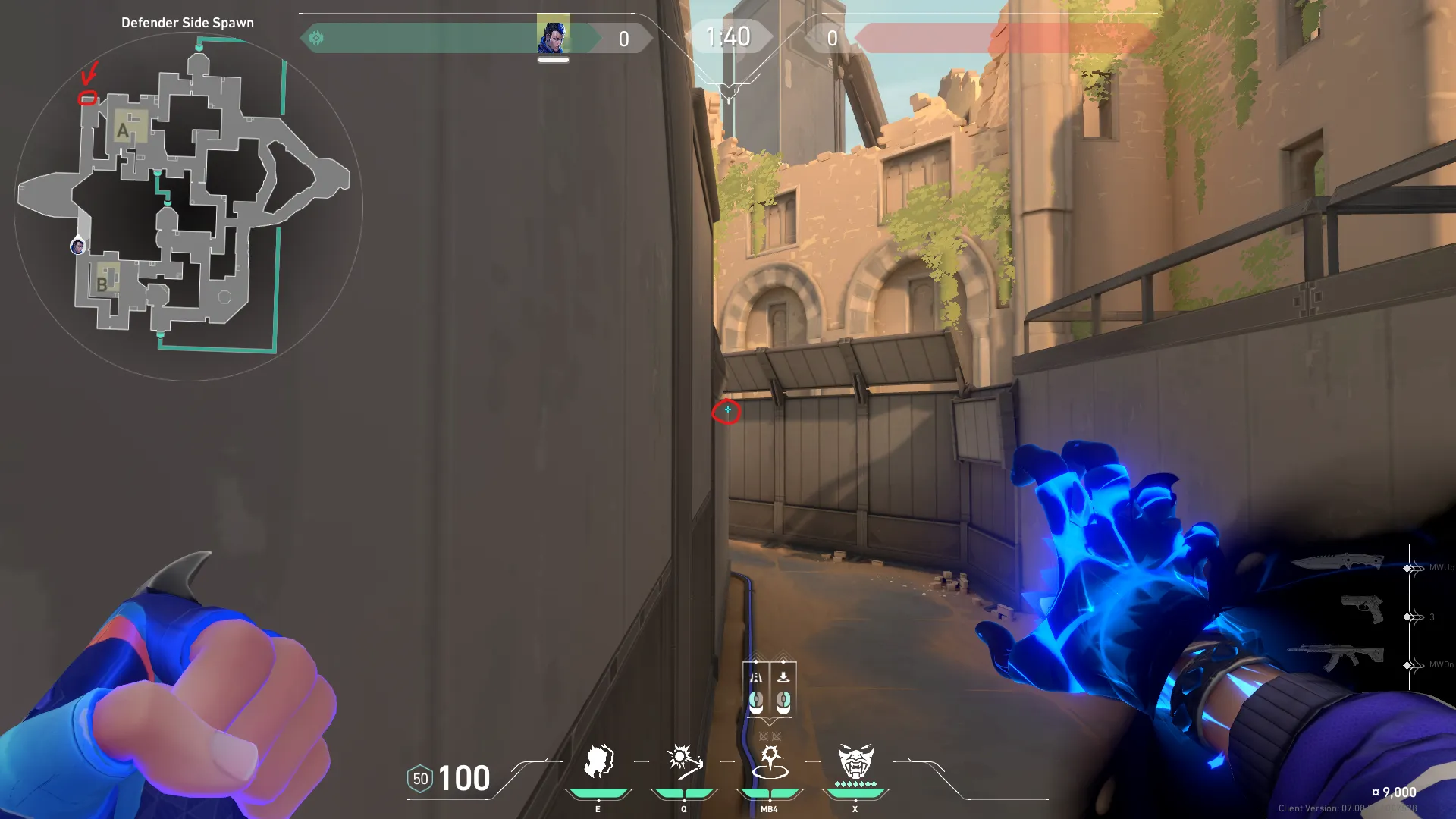 Yoru Gatecrash on Bind Defense Site A — step 1 of 2: Position — where to stand