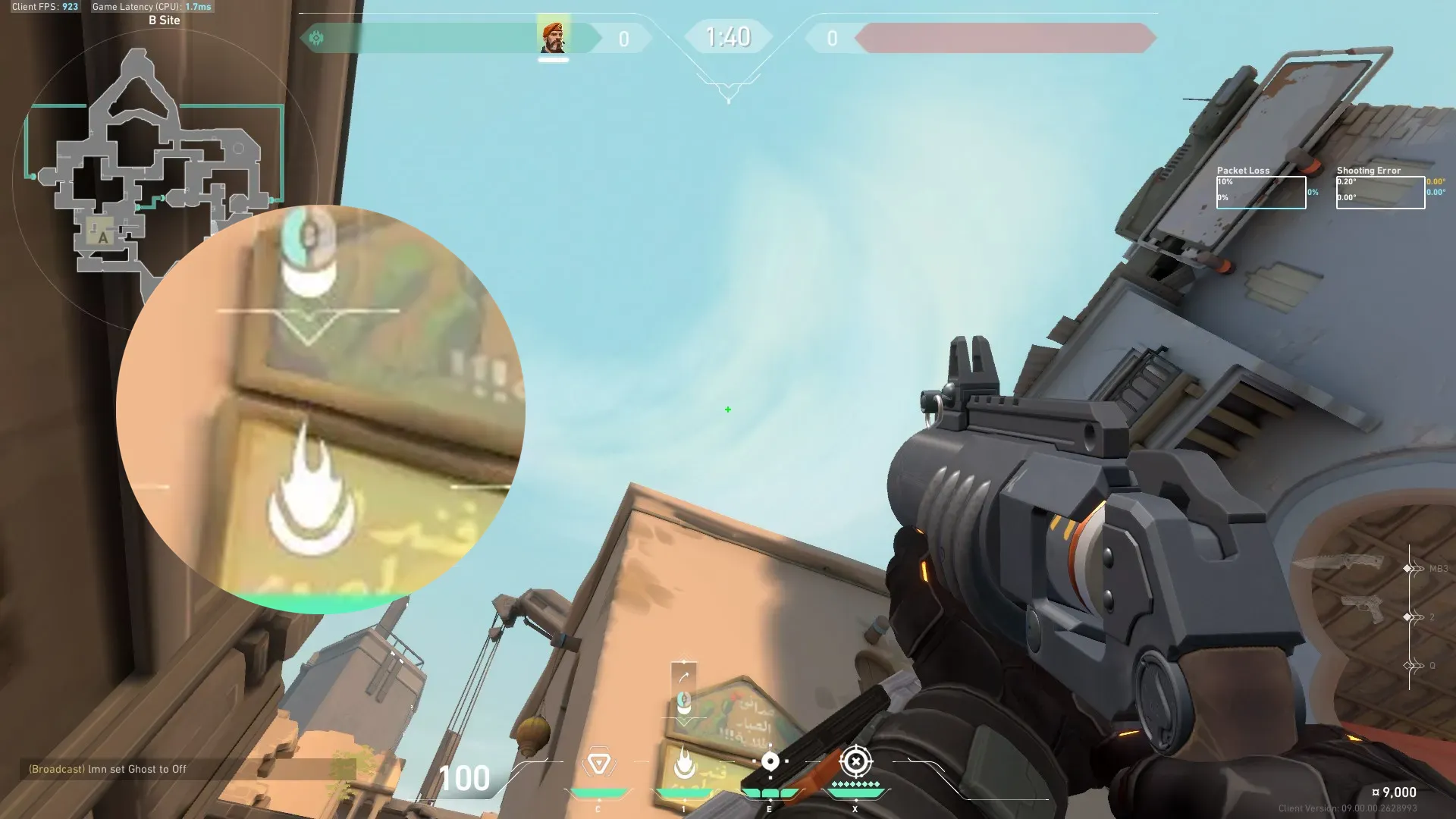 Brimstone Incendiary on Bind Defense Site A — step 2 of 3: Aim — line up the shot