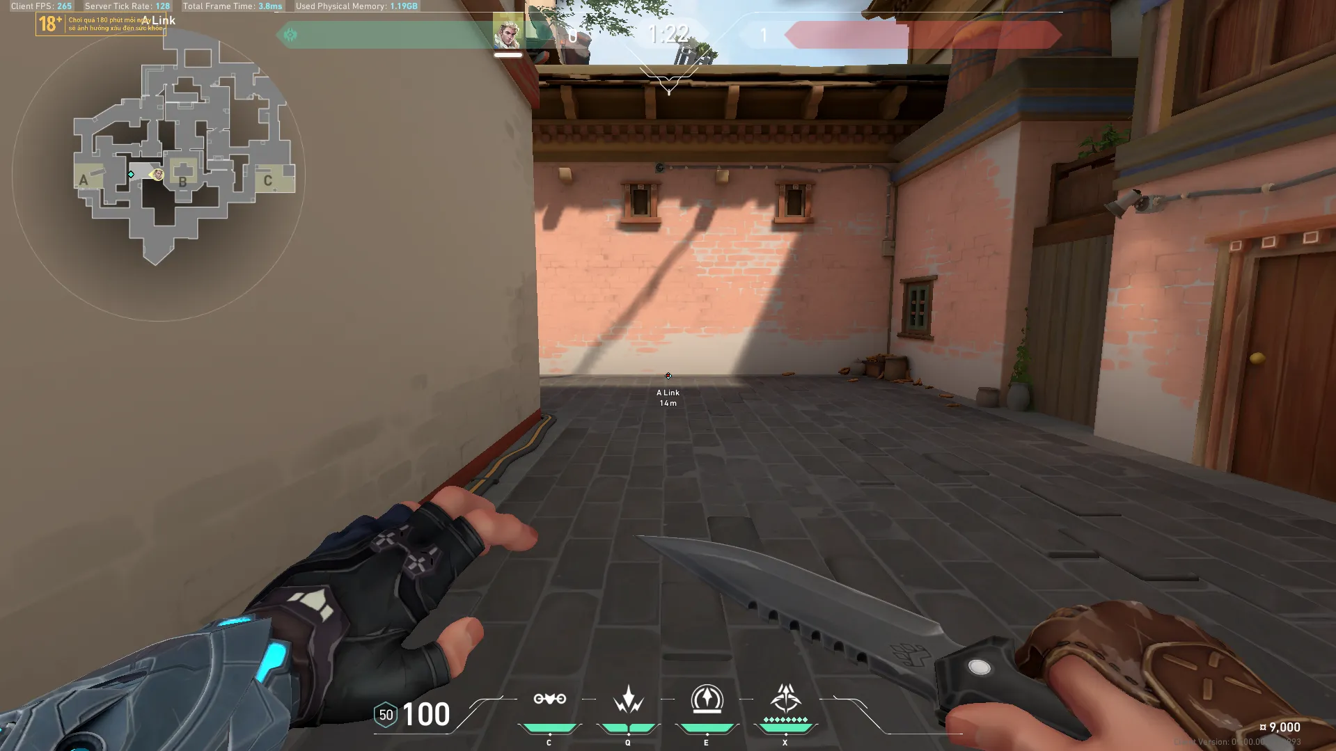 Sova Recon Bolt on Haven Defense Site C — step 1 of 4: Position — where to stand