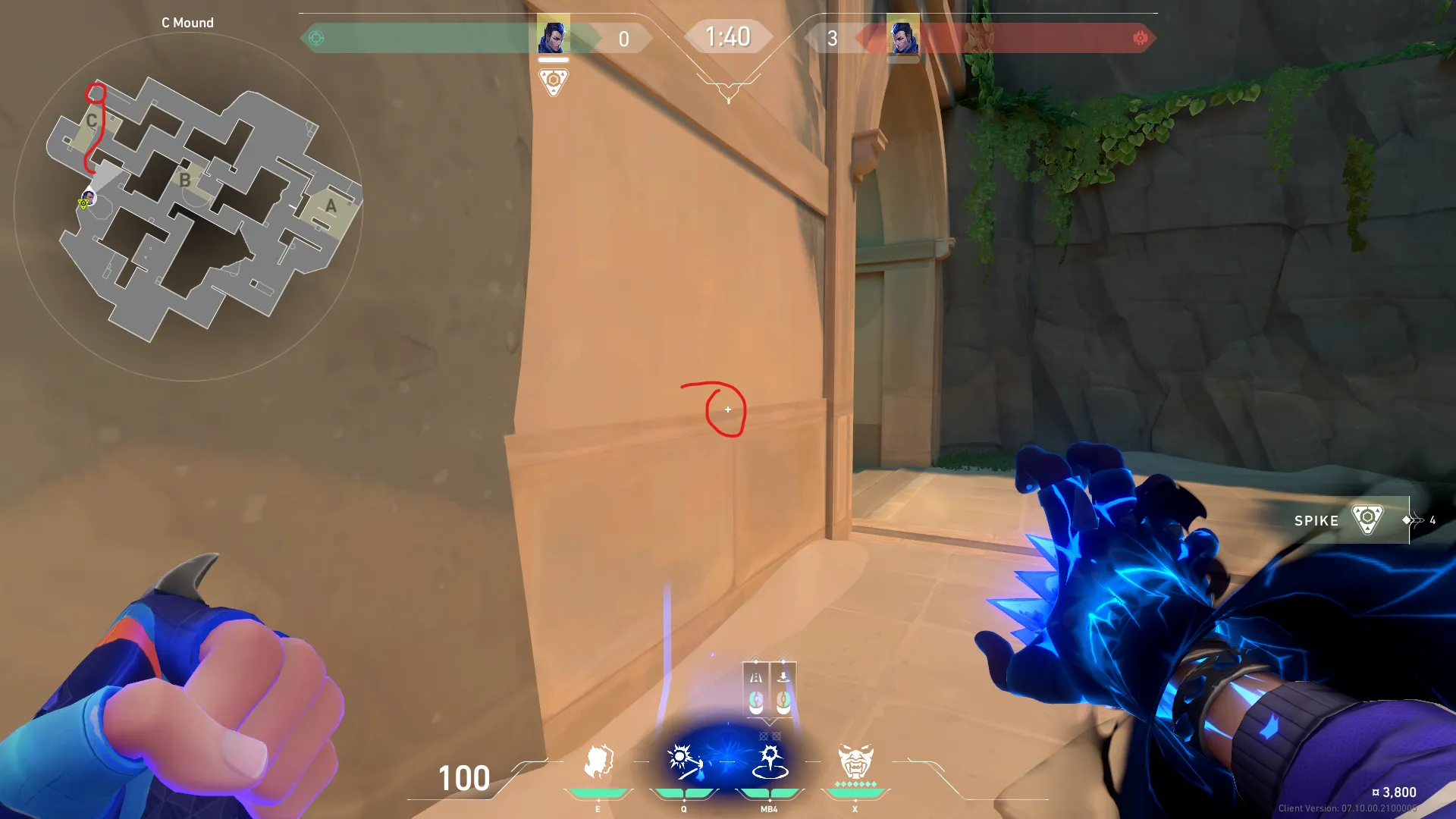 Yoru Gatecrash on Lotus Attack Site C — step 1 of 2: Position — where to stand