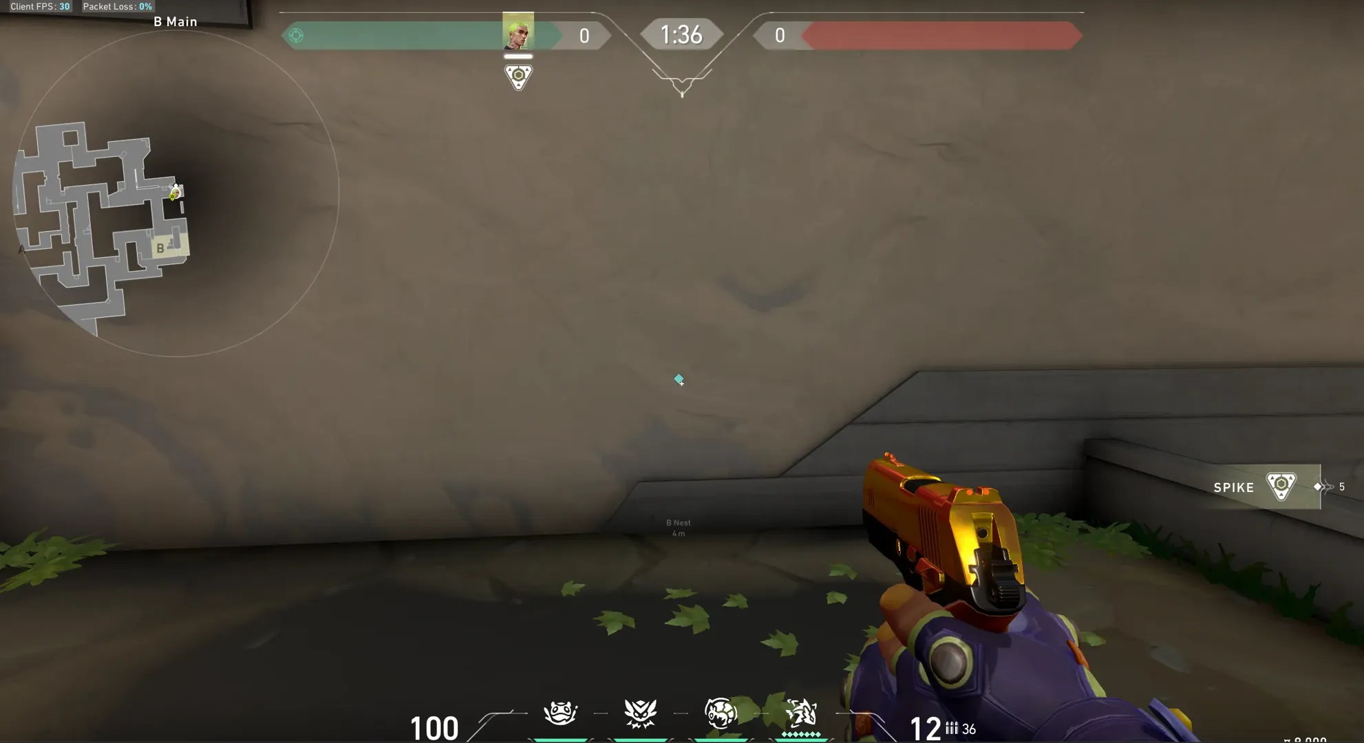 Abyss Post-plant B Near Wall — Gekko lineup on Abyss