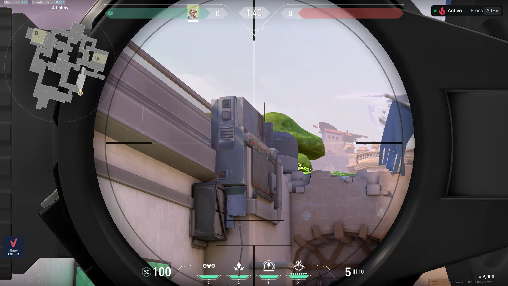 Sova Recon Bolt on Ascent Attack Site A — step 3 of 5: Aim — line up the shot