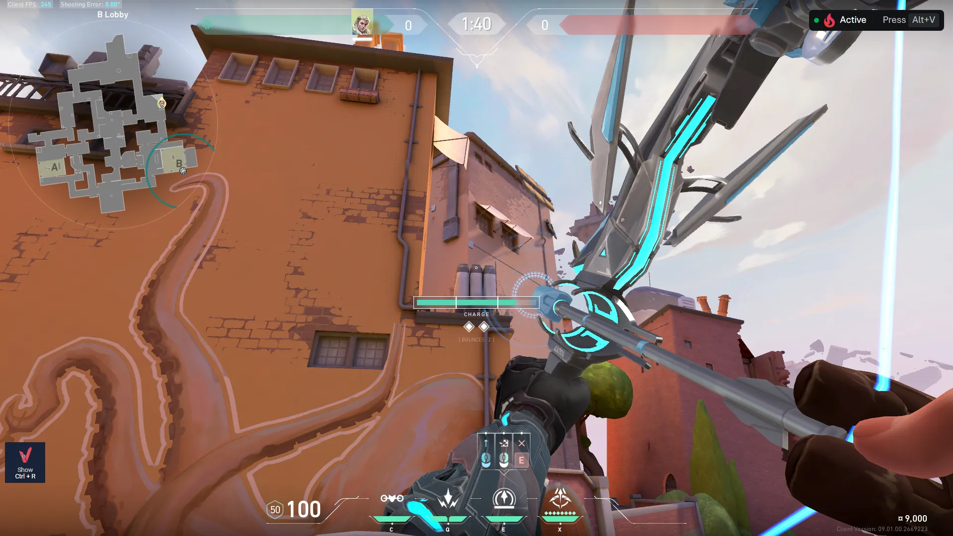 Sova Recon Bolt on Ascent Attack Site B — step 2 of 3: Aim — line up the shot