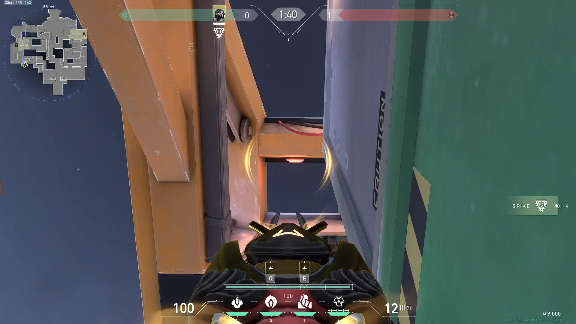 Brimstone Incendiary on Icebox Attack Site B — step 2 of 8: Aim — line up the shot