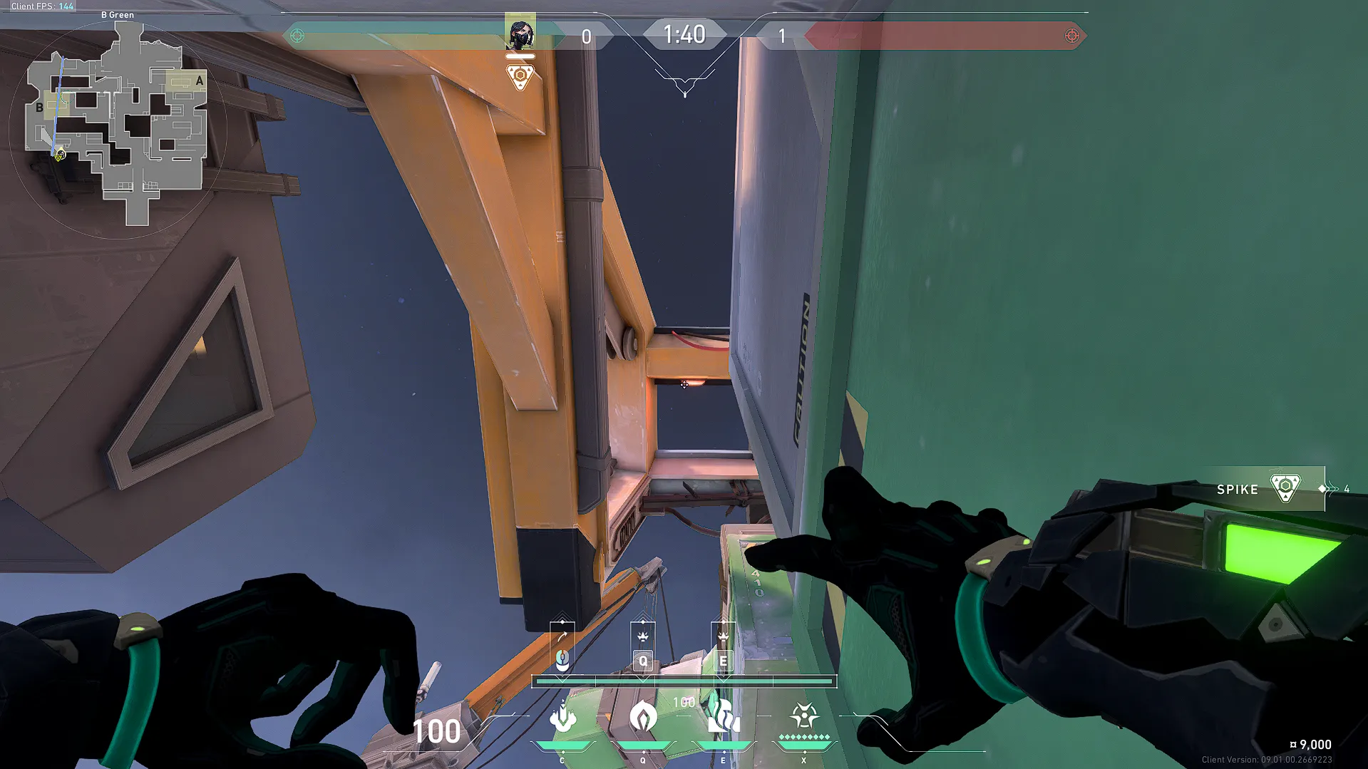 Brimstone Incendiary on Icebox Attack Site B — step 3 of 8: Aim — line up the shot