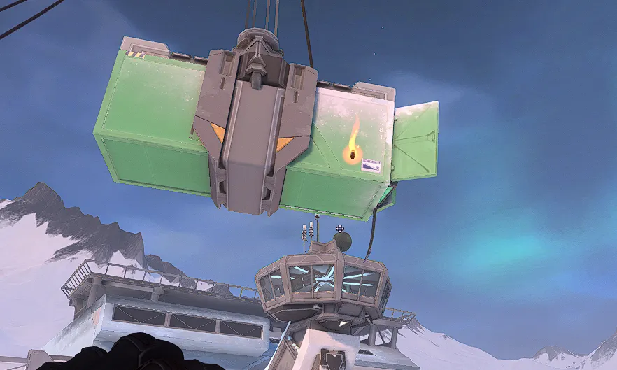 Brimstone Incendiary on Icebox Attack Site B — step 6 of 8: Aim — line up the shot
