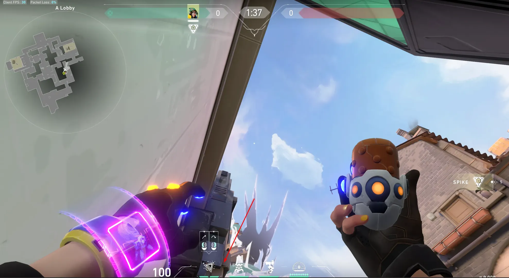 Killjoy Nanoswarm on Ascent Attack Site A — step 2 of 6: Aim — line up the shot
