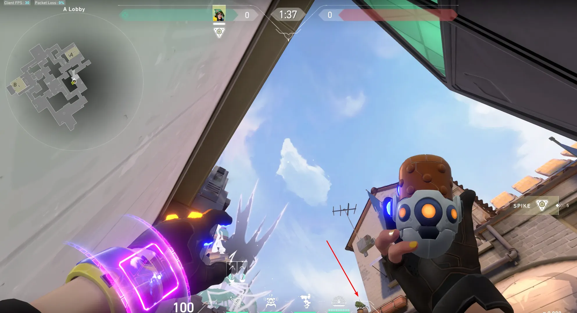 Killjoy Nanoswarm on Ascent Attack Site A — step 4 of 6: Aim — line up the shot