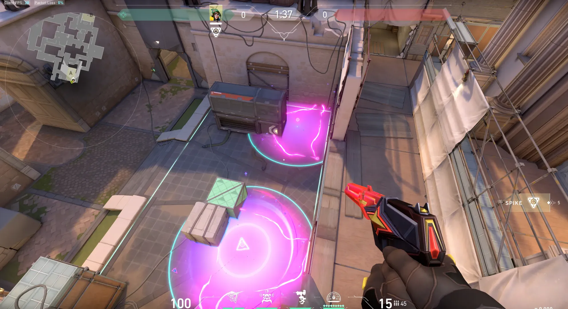 Killjoy Nanoswarm on Ascent Attack Site A — step 5 of 6: Aim — line up the shot