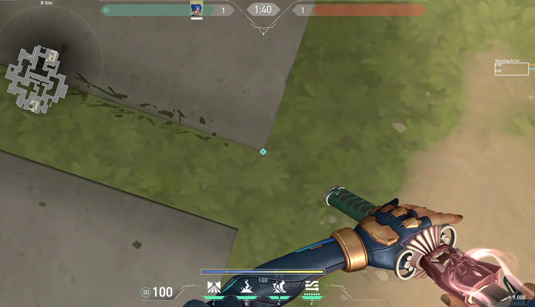 Neon Relay Bolt on Abyss Defense Site B — step 2 of 4: Aim — line up the shot
