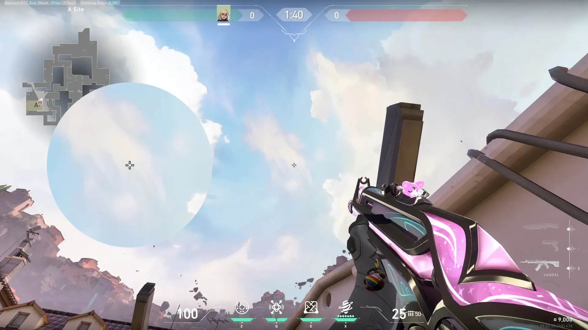 Deadlock Barrier Mesh on Ascent Defense Site A — step 2 of 3: Aim — line up the shot