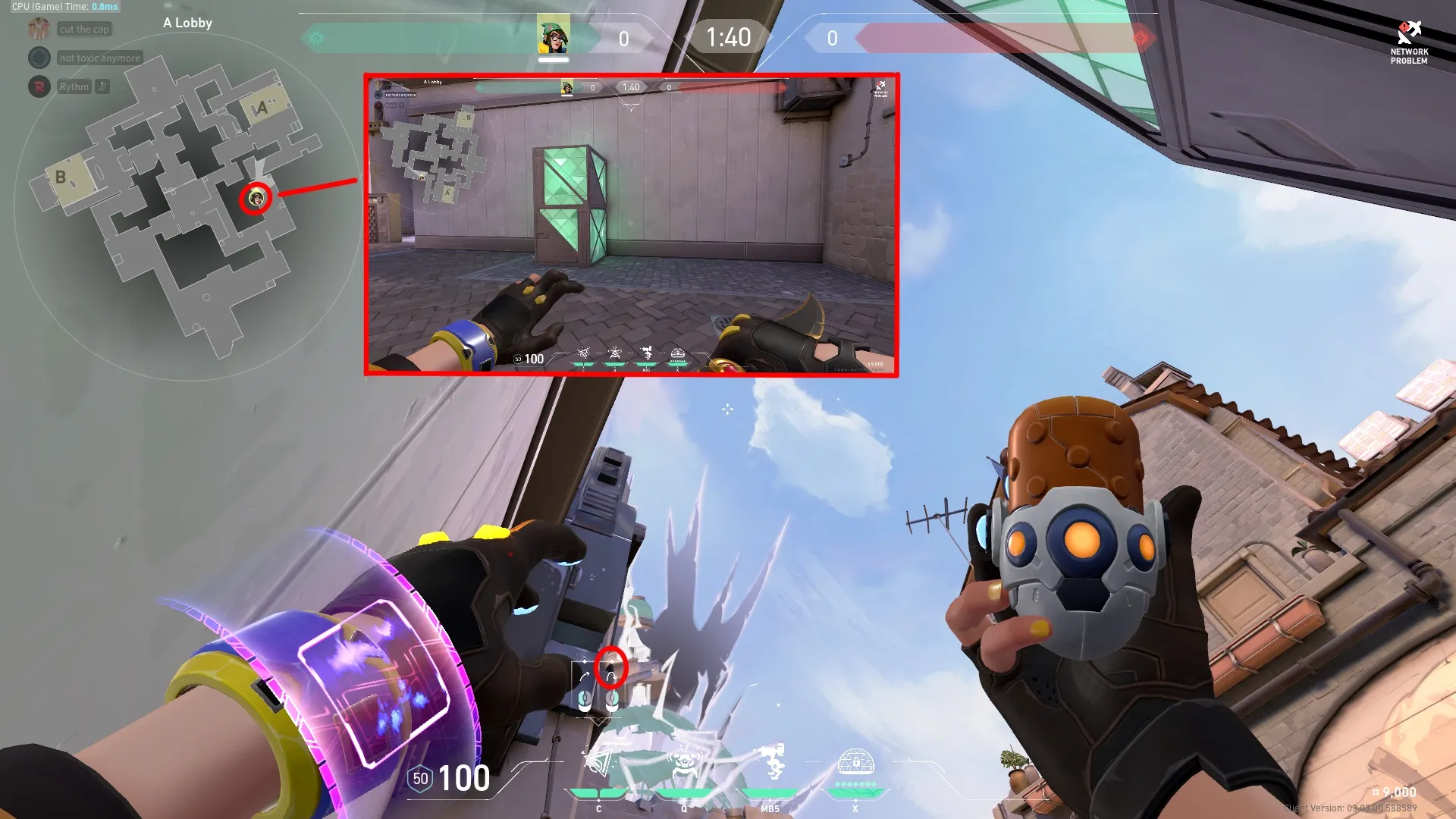 Killjoy Nanoswarm on Ascent Attack Site A — step 2 of 3: Aim — line up the shot