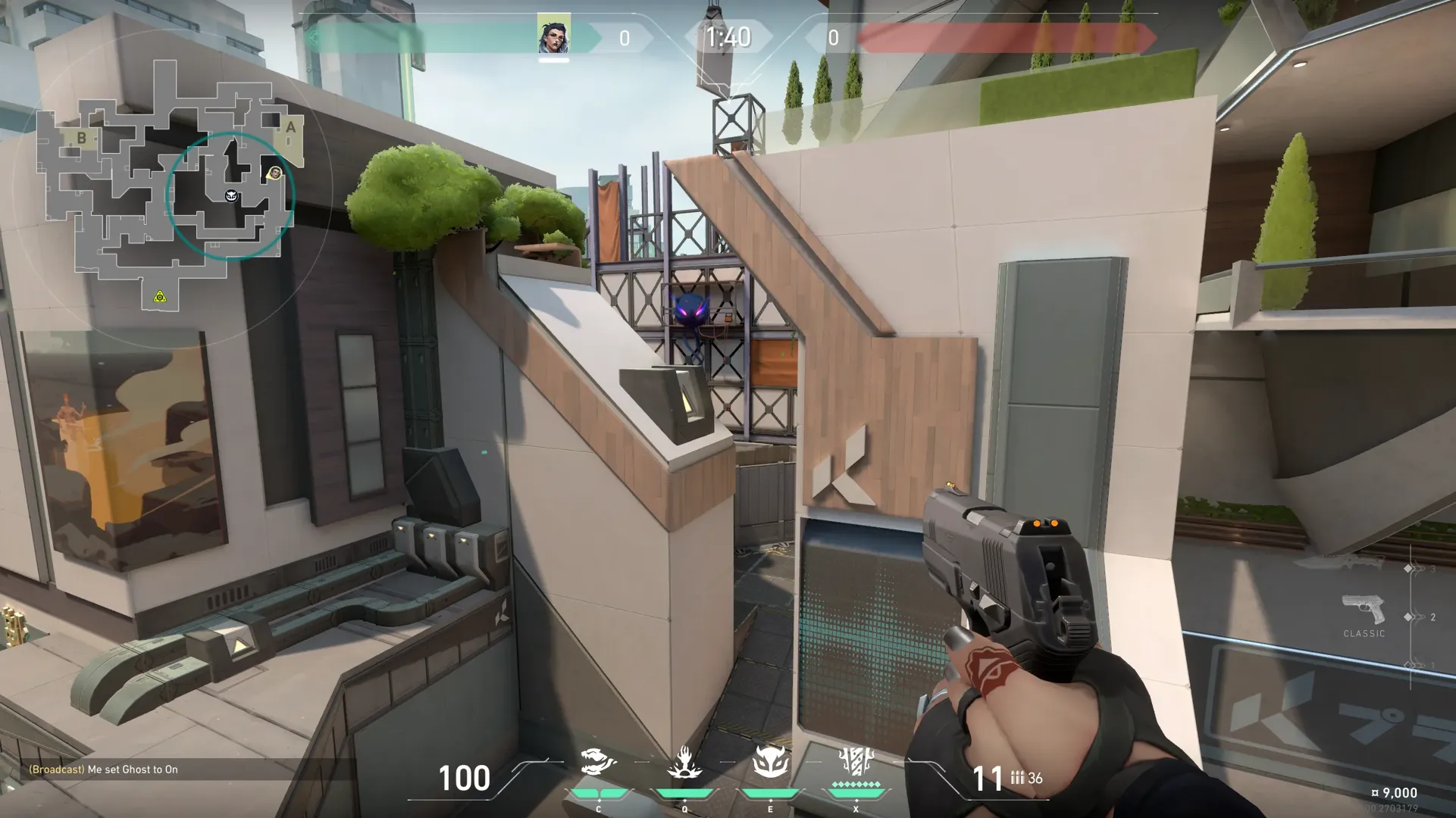 Fade Haunt on Split Attack Site A — step 4 of 7: Aim — line up the shot