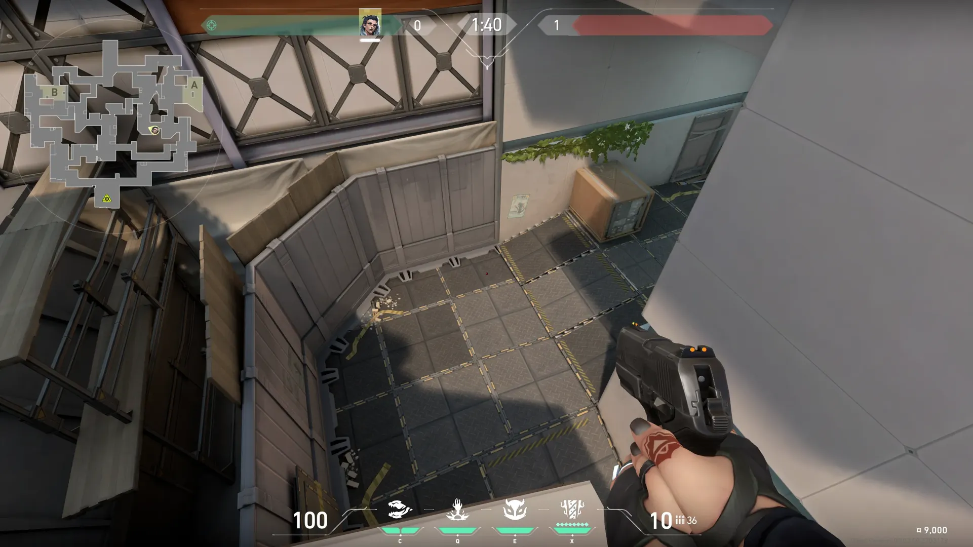 Fade Haunt on Split Attack Site A — step 5 of 7: Aim — line up the shot