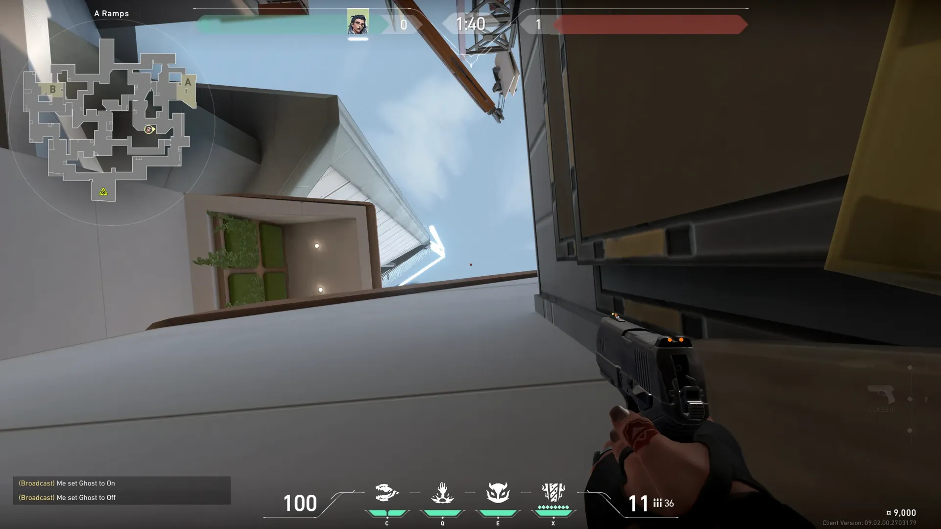 Fade Haunt on Split Attack Site A — step 6 of 7: Aim — line up the shot