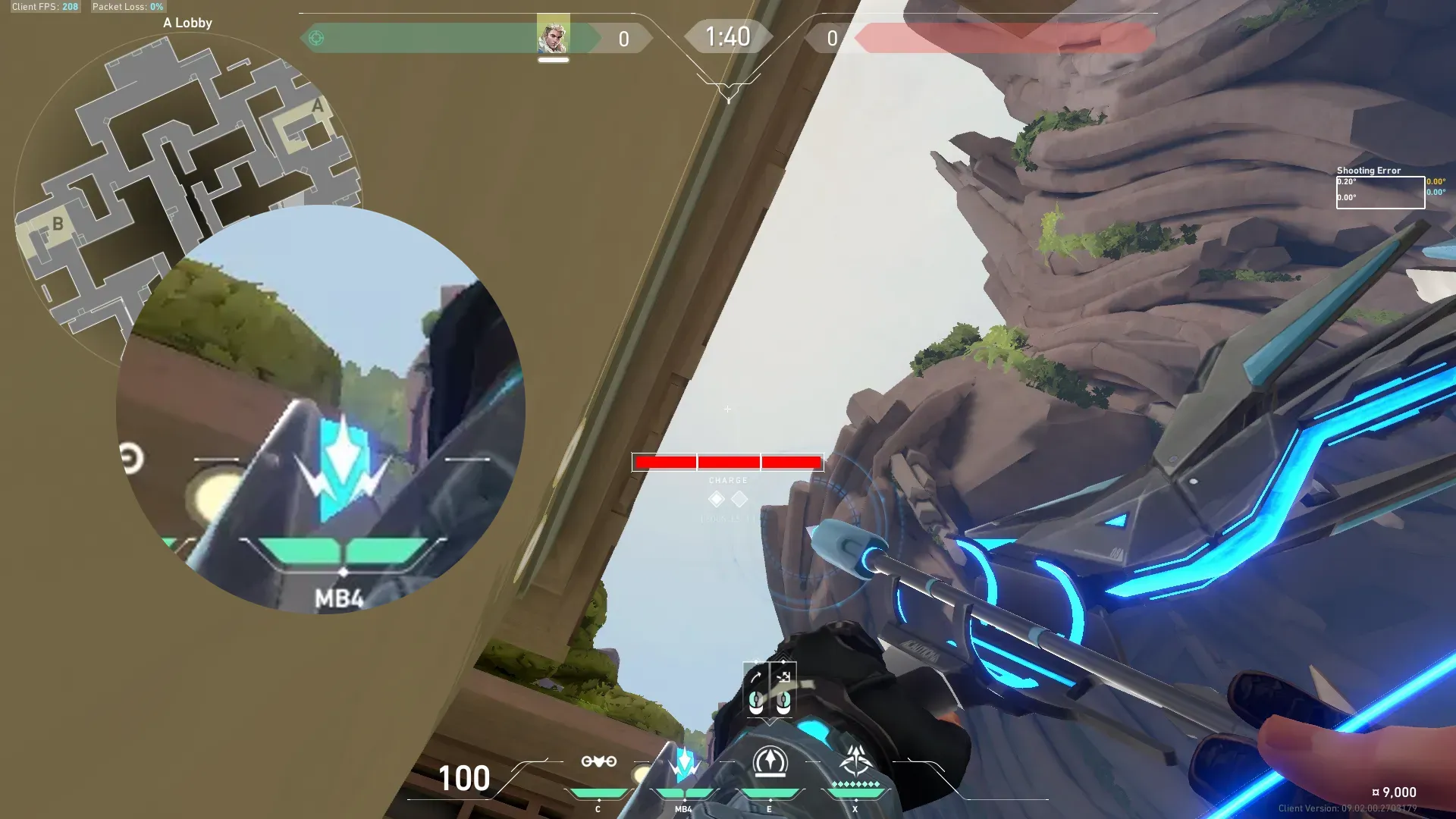 Sova Recon Bolt on Abyss Attack Site A — step 2 of 3: Aim — line up the shot
