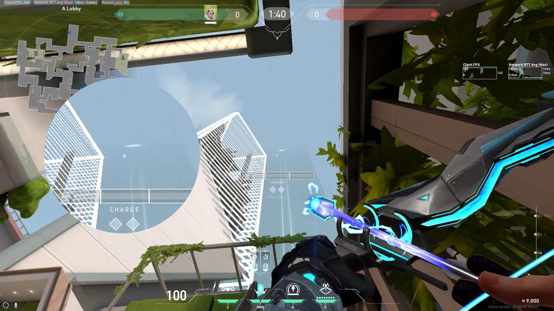 Sova Shock Bolt on Split Attack Site A — step 2 of 4: Aim — line up the shot