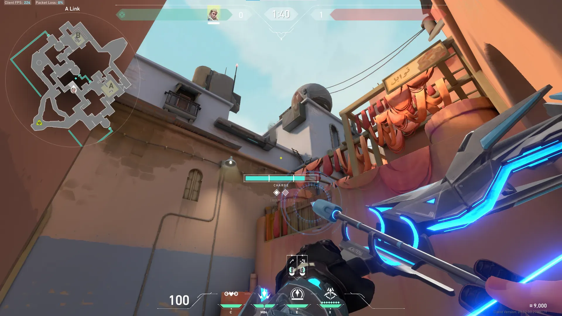 Sova Recon Bolt on Bind Attack Site A — step 3 of 4: Aim — line up the shot