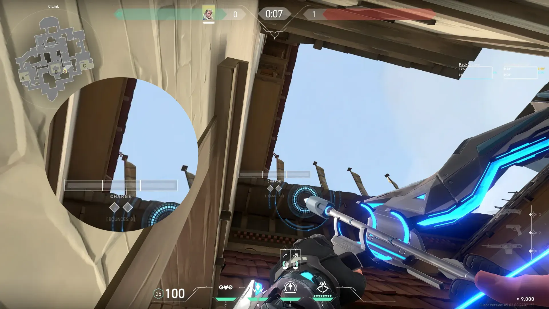 Sova Recon Bolt on Haven Defense Mid — step 2 of 3: Aim — line up the shot