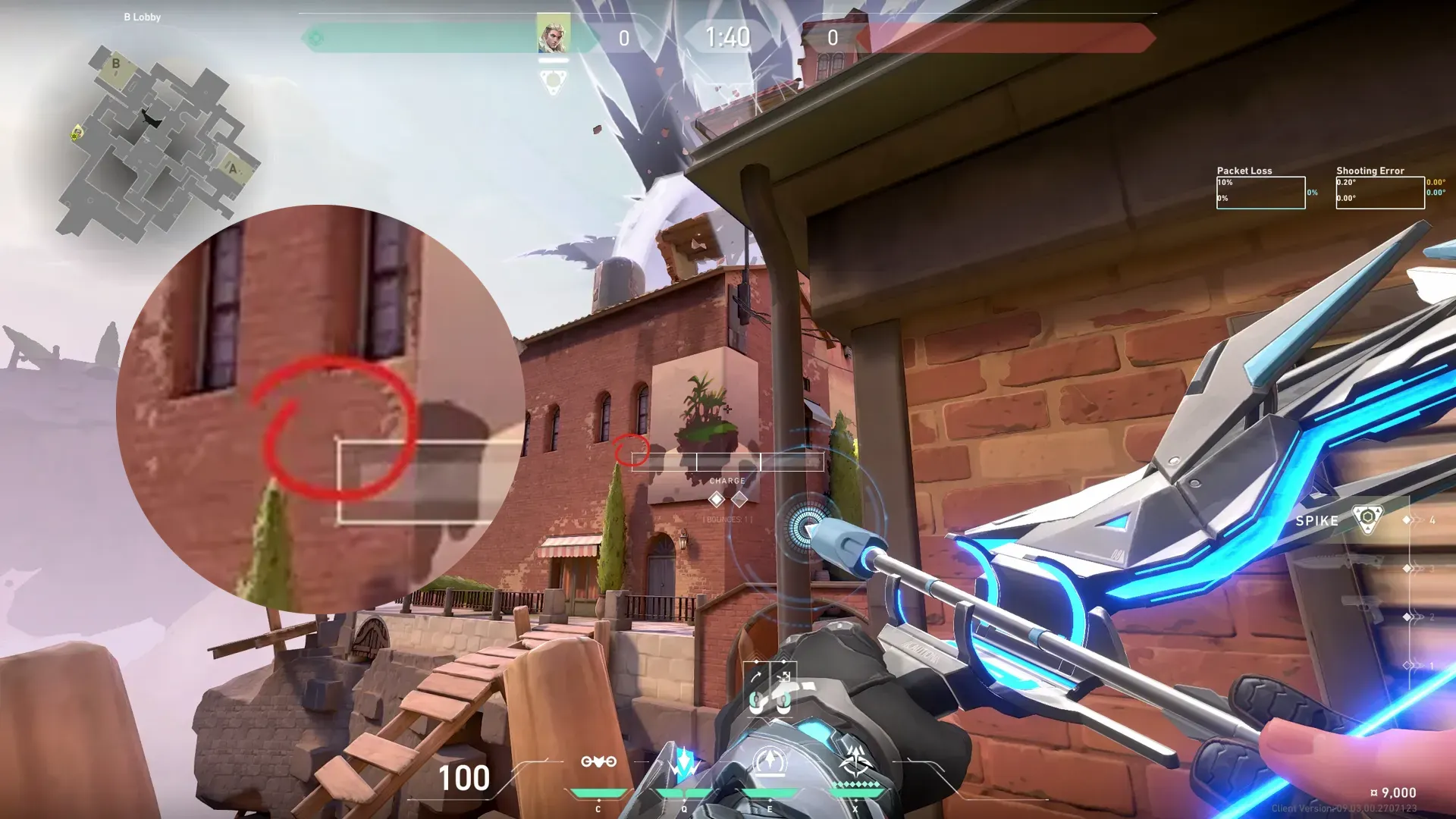 Sova Recon Bolt on Ascent Attack Site B — step 2 of 3: Aim — line up the shot