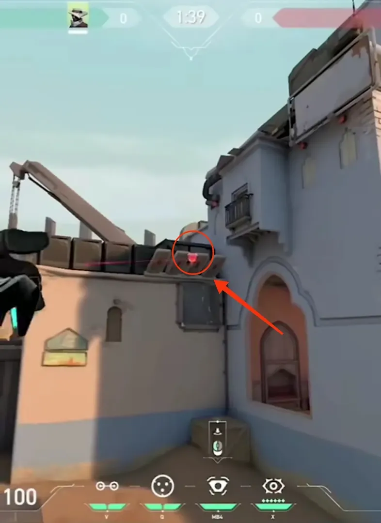 Cypher Spycam on Bind Defense Site B — step 2 of 3: Aim — line up the shot
