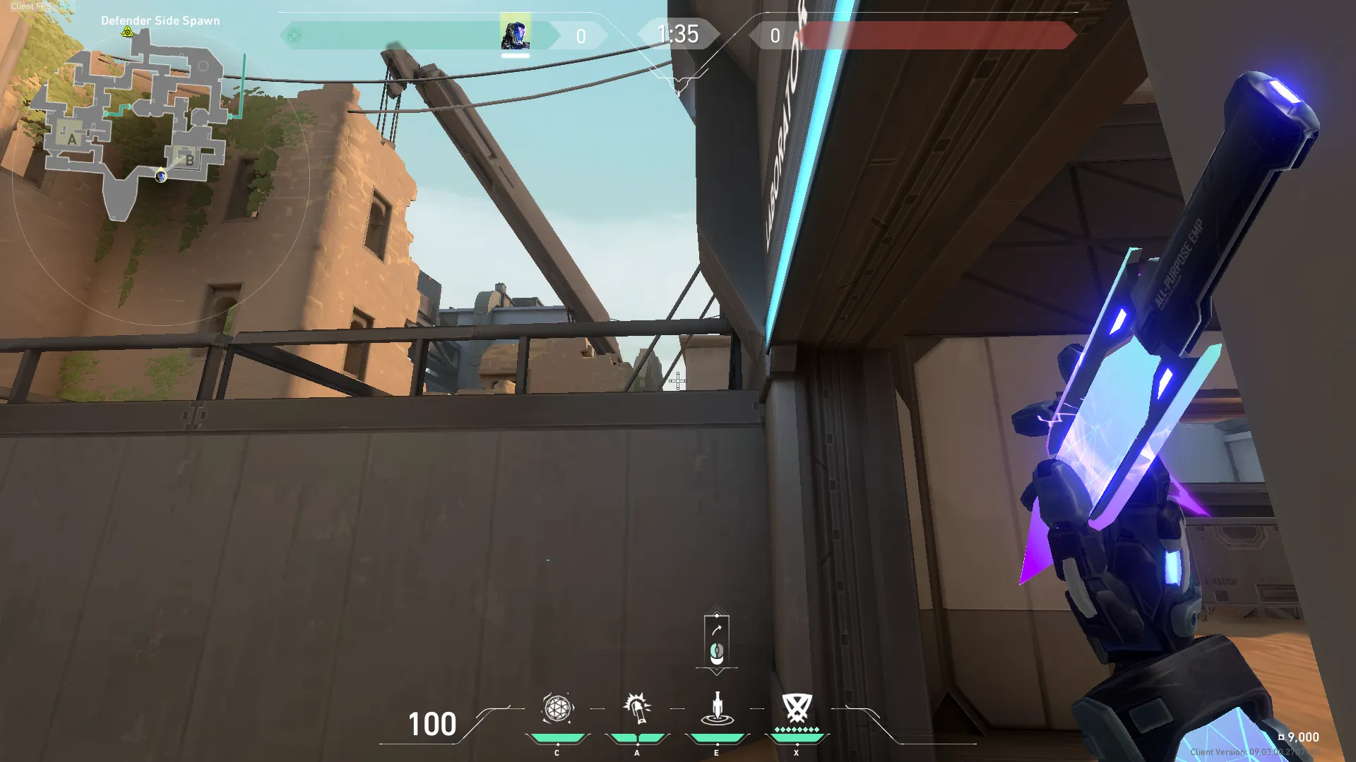 KAY/O Zero_Point on Bind Defense Site B — step 3 of 4: Aim — line up the shot