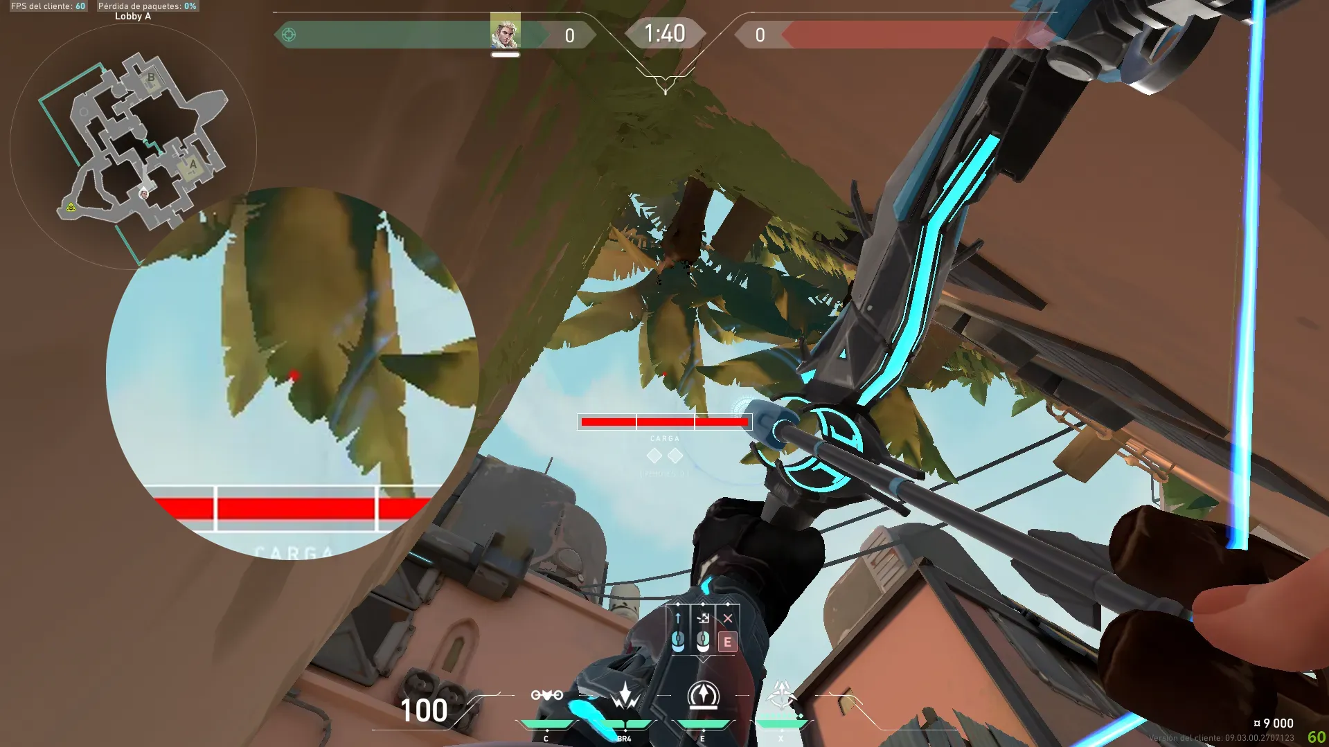 Sova Recon Bolt on Bind Attack Site B — step 2 of 3: Aim — line up the shot