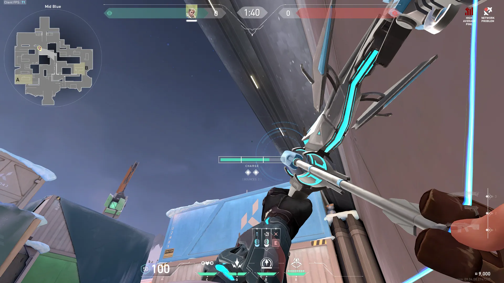 Sova Recon Bolt on Icebox Defense Site A — step 3 of 4: Aim — line up the shot