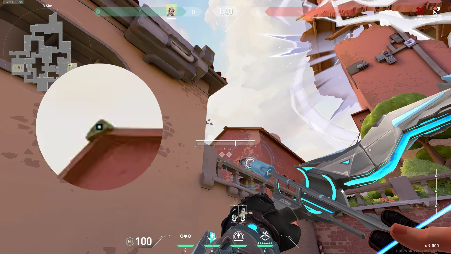 Sova Recon Bolt on Ascent Defense Site B — step 2 of 4: Aim — line up the shot
