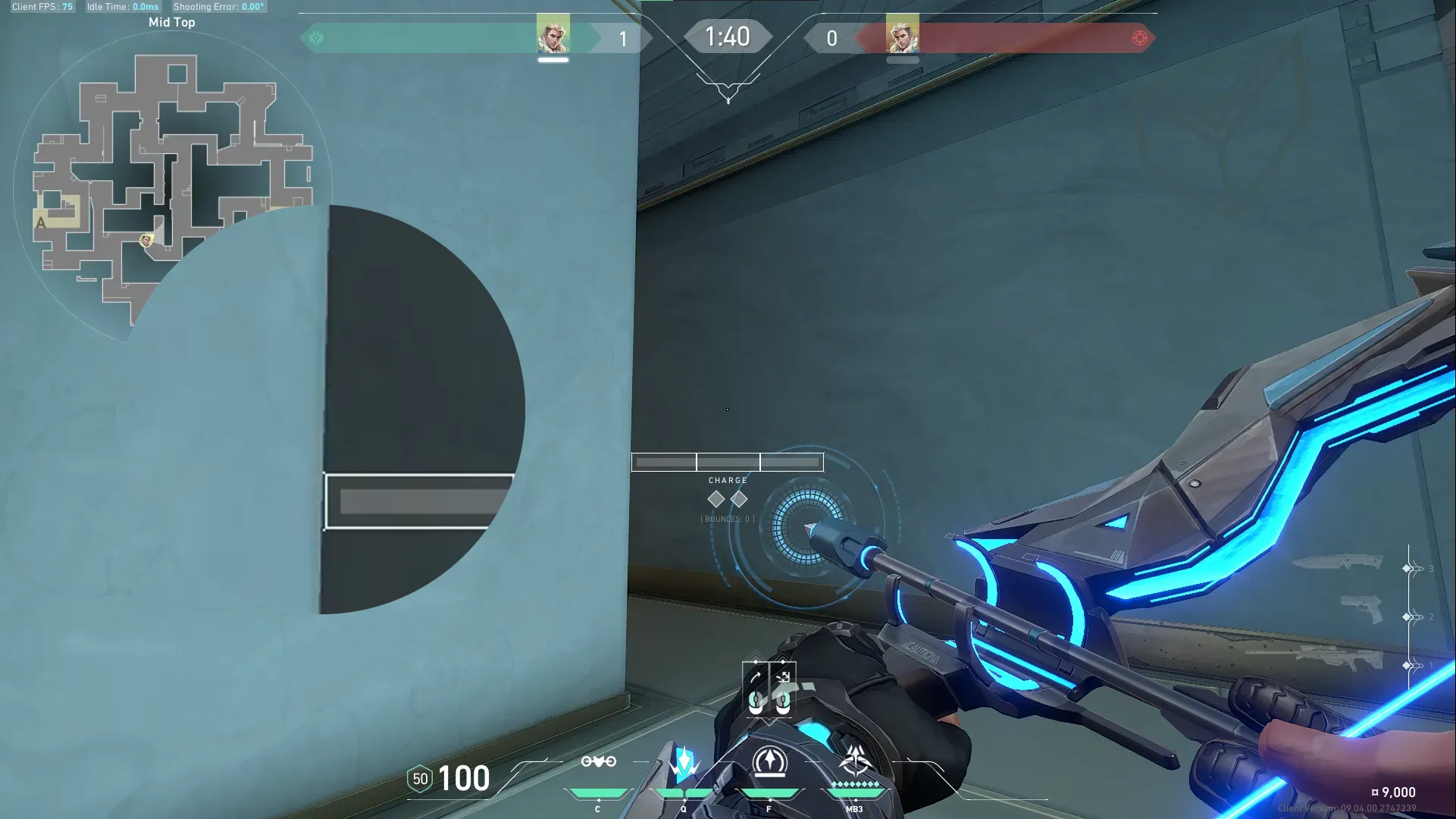 Sova Recon Bolt on Abyss Defense Mid — step 2 of 4: Aim — line up the shot
