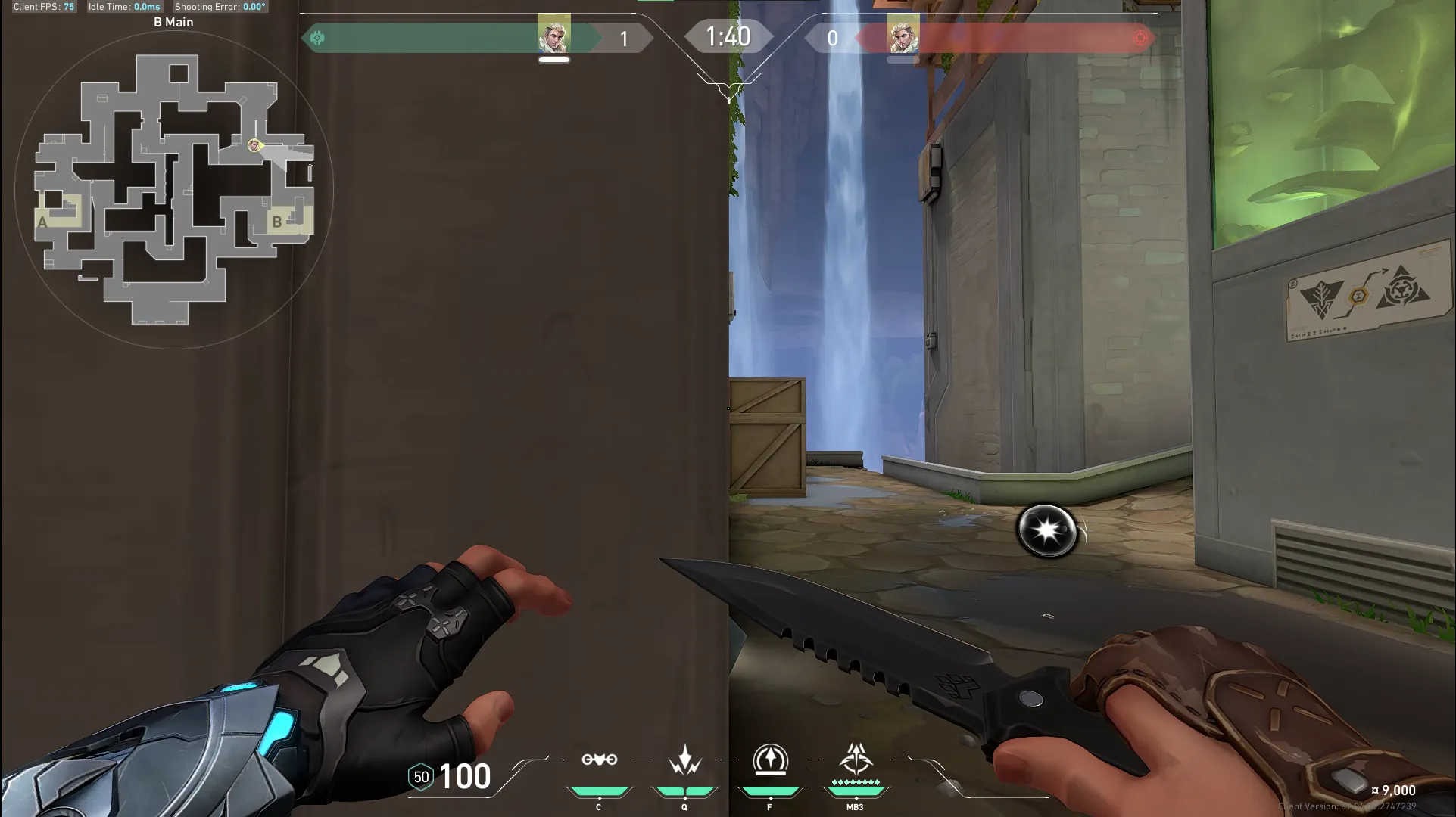 Sova Shock Bolt on Abyss Attack Site B — step 1 of 4: Position — where to stand