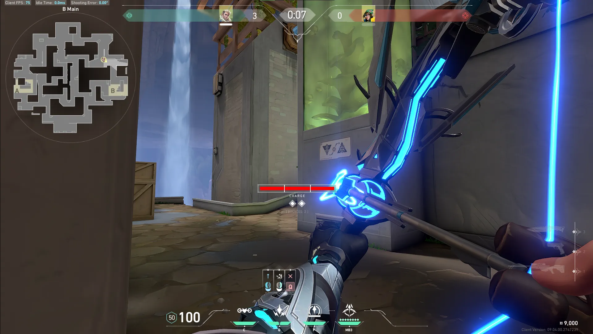 Sova Shock Bolt on Abyss Attack Site B — step 3 of 4: Aim — line up the shot