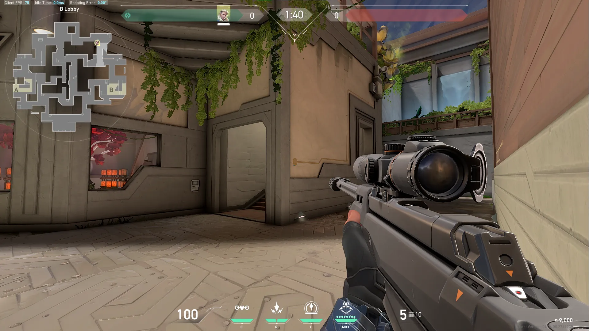 Sova Recon Bolt on Abyss Attack Site B — step 2 of 5: Aim — line up the shot