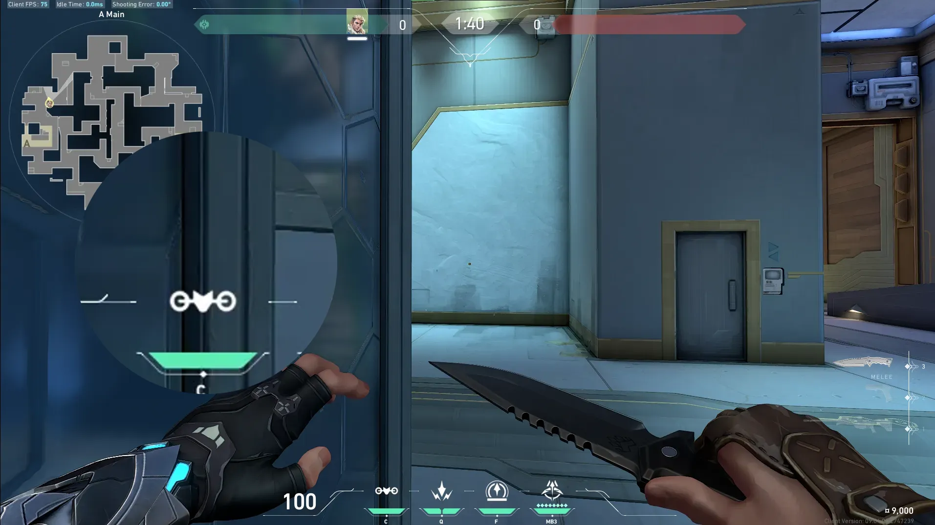 Sova Shock Bolt on Abyss Attack Site A — step 2 of 5: Aim — line up the shot