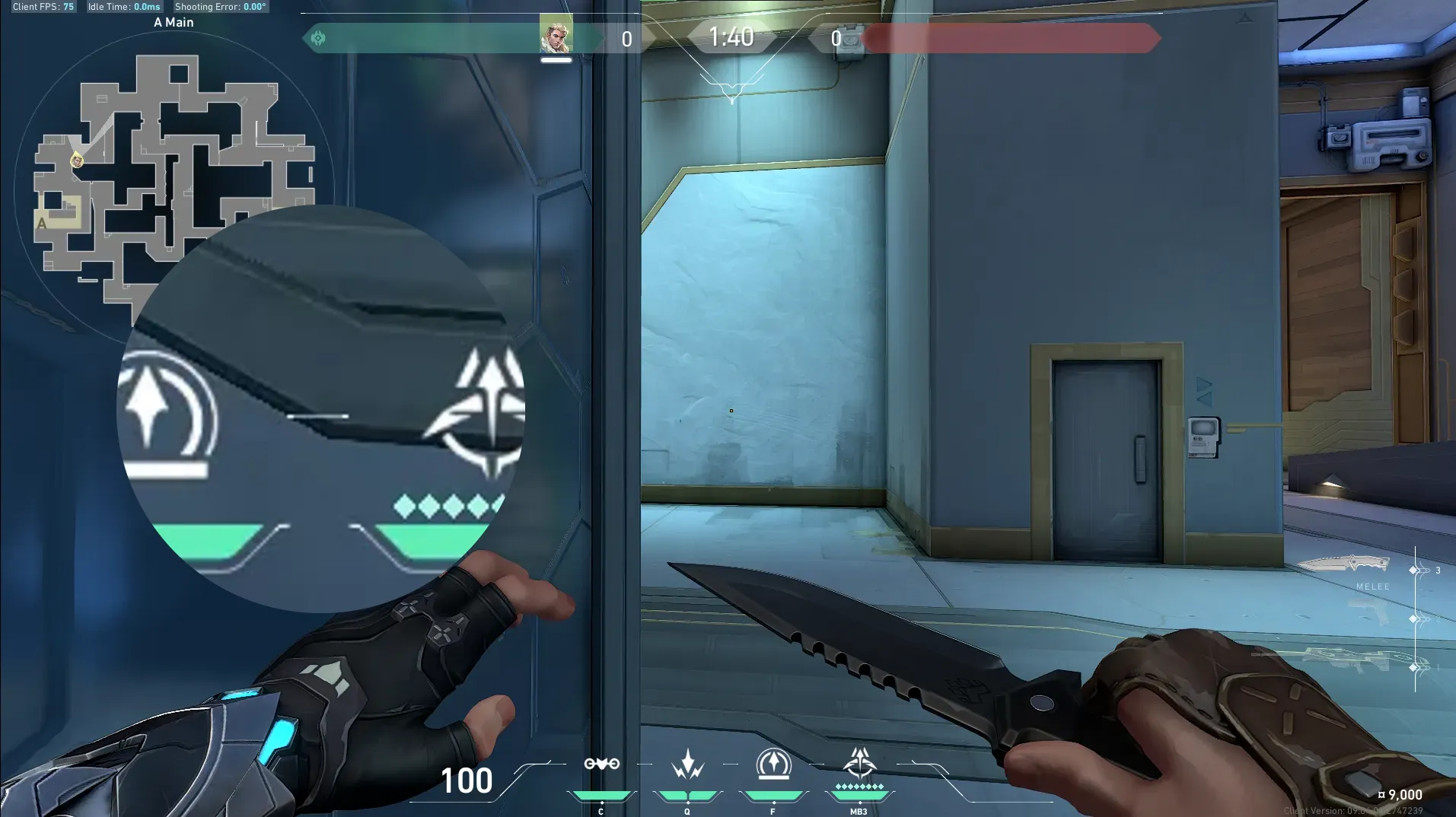 Sova Shock Bolt on Abyss Attack Site A — step 3 of 5: Aim — line up the shot