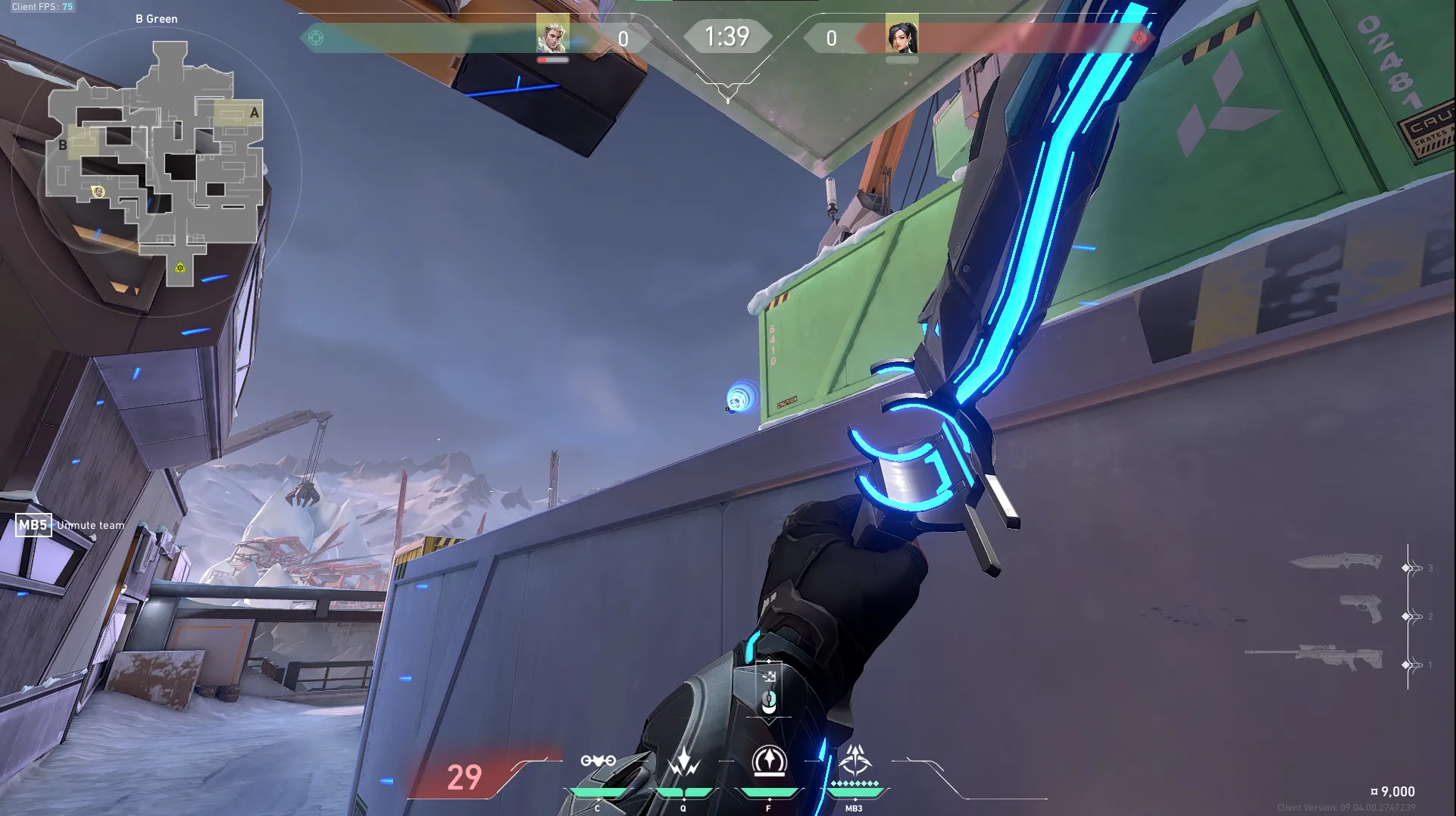 Sova Recon Bolt on Icebox Attack Site B — step 3 of 4: Aim — line up the shot