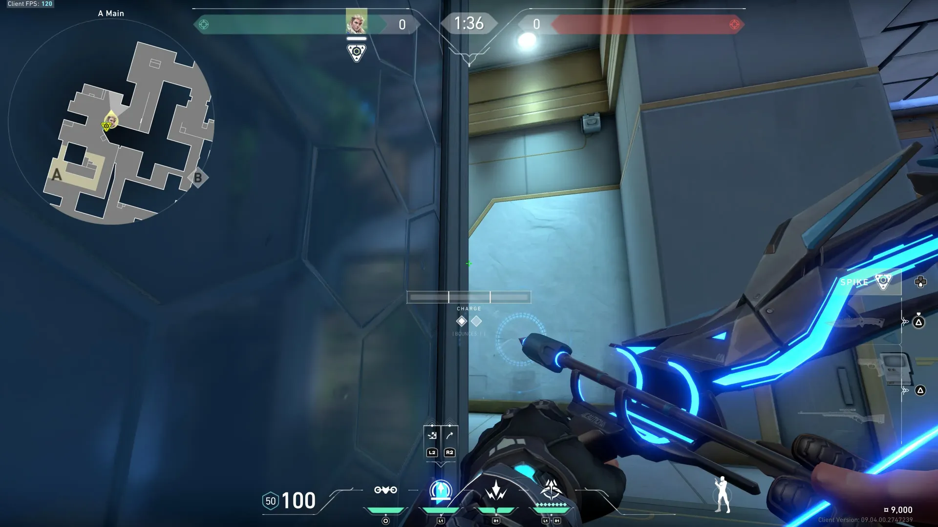 Sova Recon Bolt on Abyss Attack Site A — step 2 of 3: Aim — line up the shot