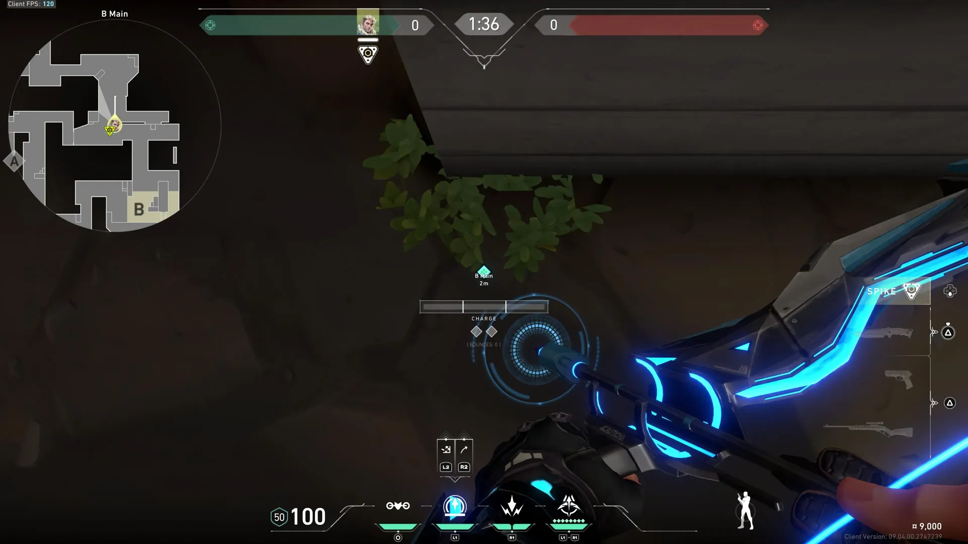 Sova Recon Bolt on Abyss Attack Site B — step 1 of 3: Position — where to stand