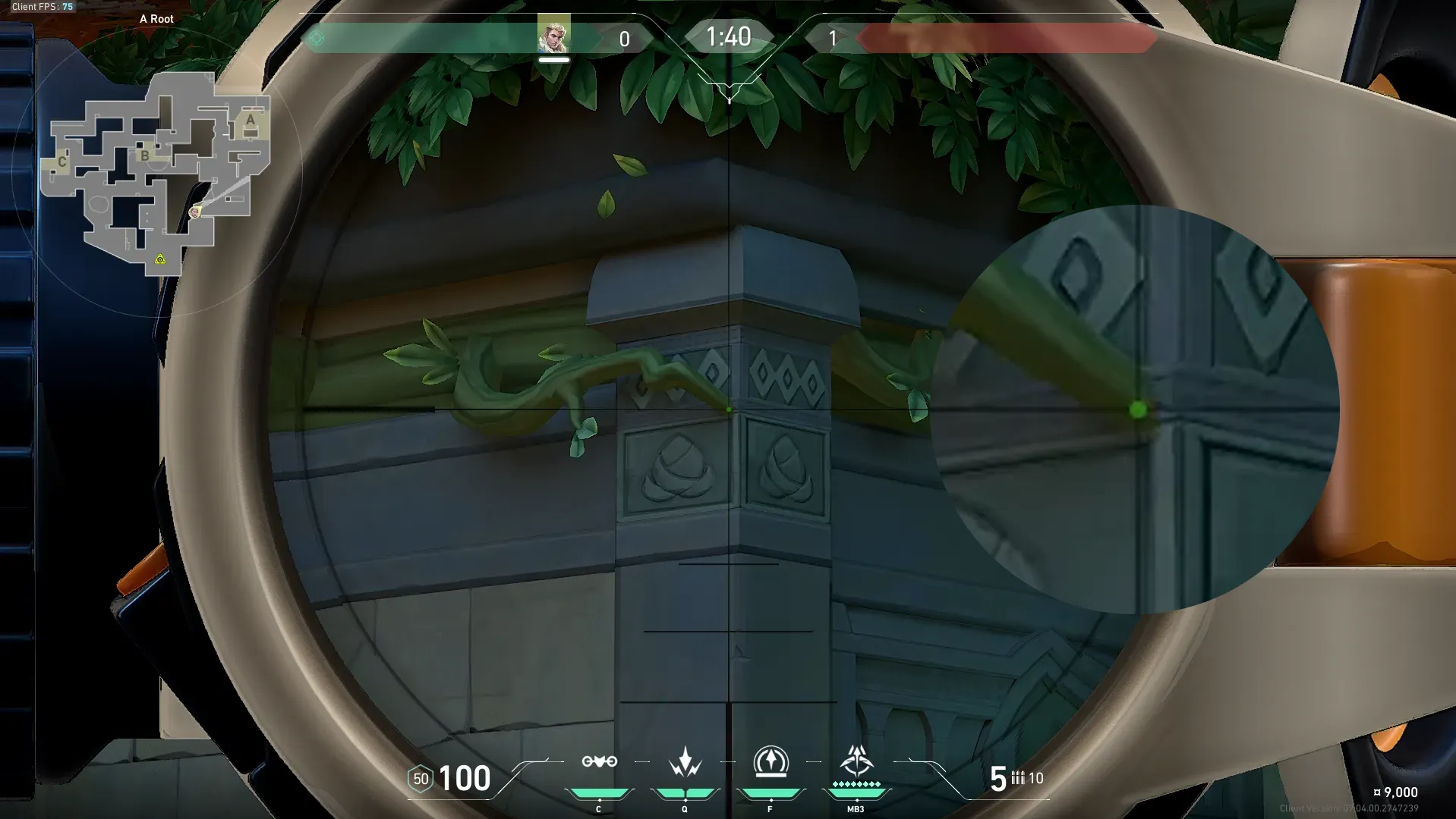 Sova Recon Bolt on Lotus Attack Site A — step 2 of 4: Aim — line up the shot
