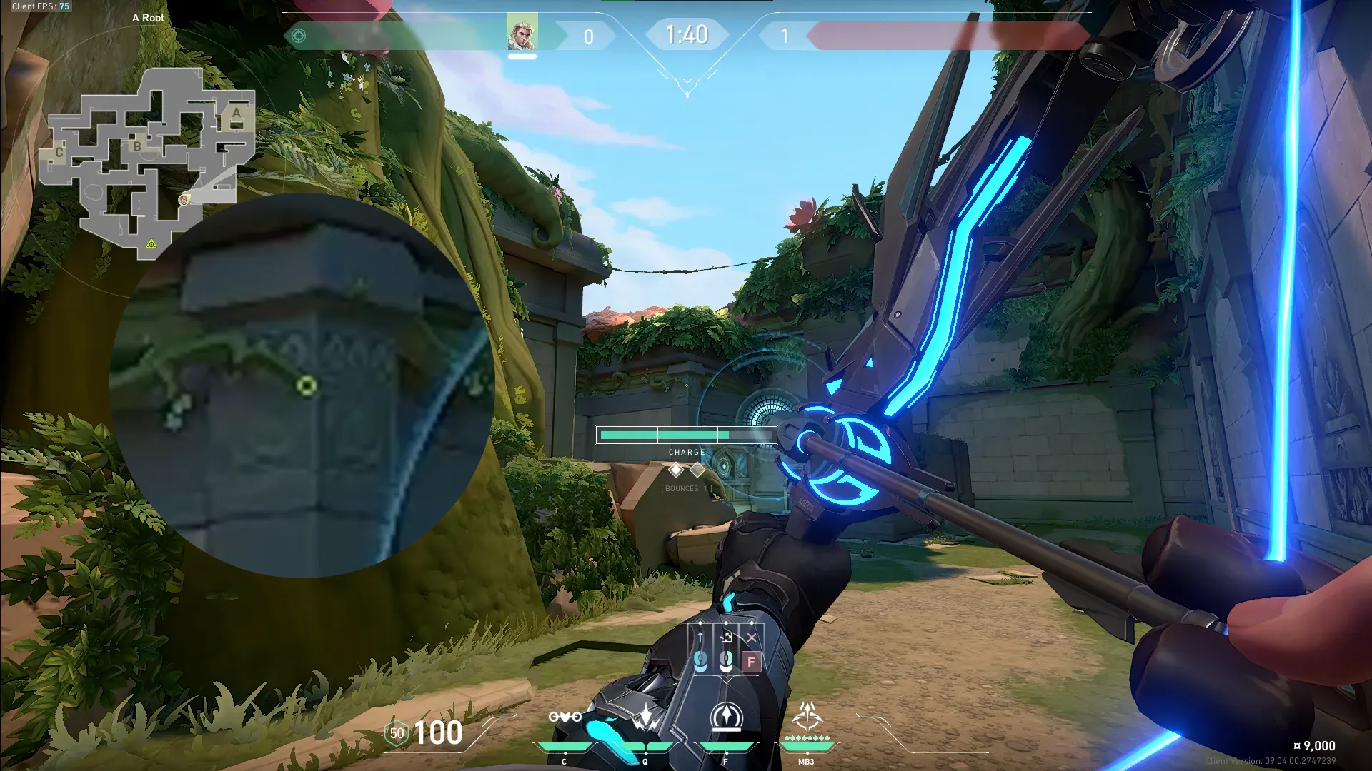 Sova Recon Bolt on Lotus Attack Site A — step 3 of 4: Aim — line up the shot