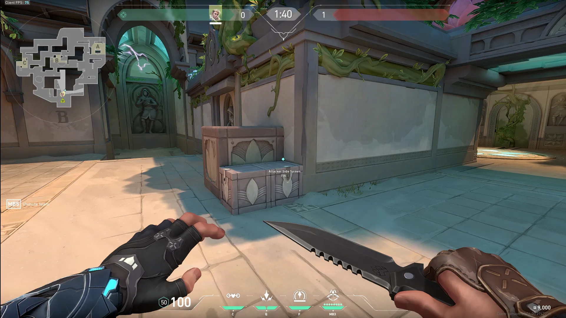 Sova Recon Bolt on Lotus Attack Site B — step 1 of 5: Position — where to stand