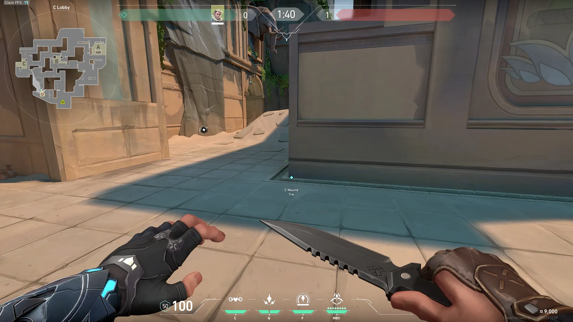 Sova Recon Bolt on Lotus Attack Site C — step 1 of 5: Position — where to stand