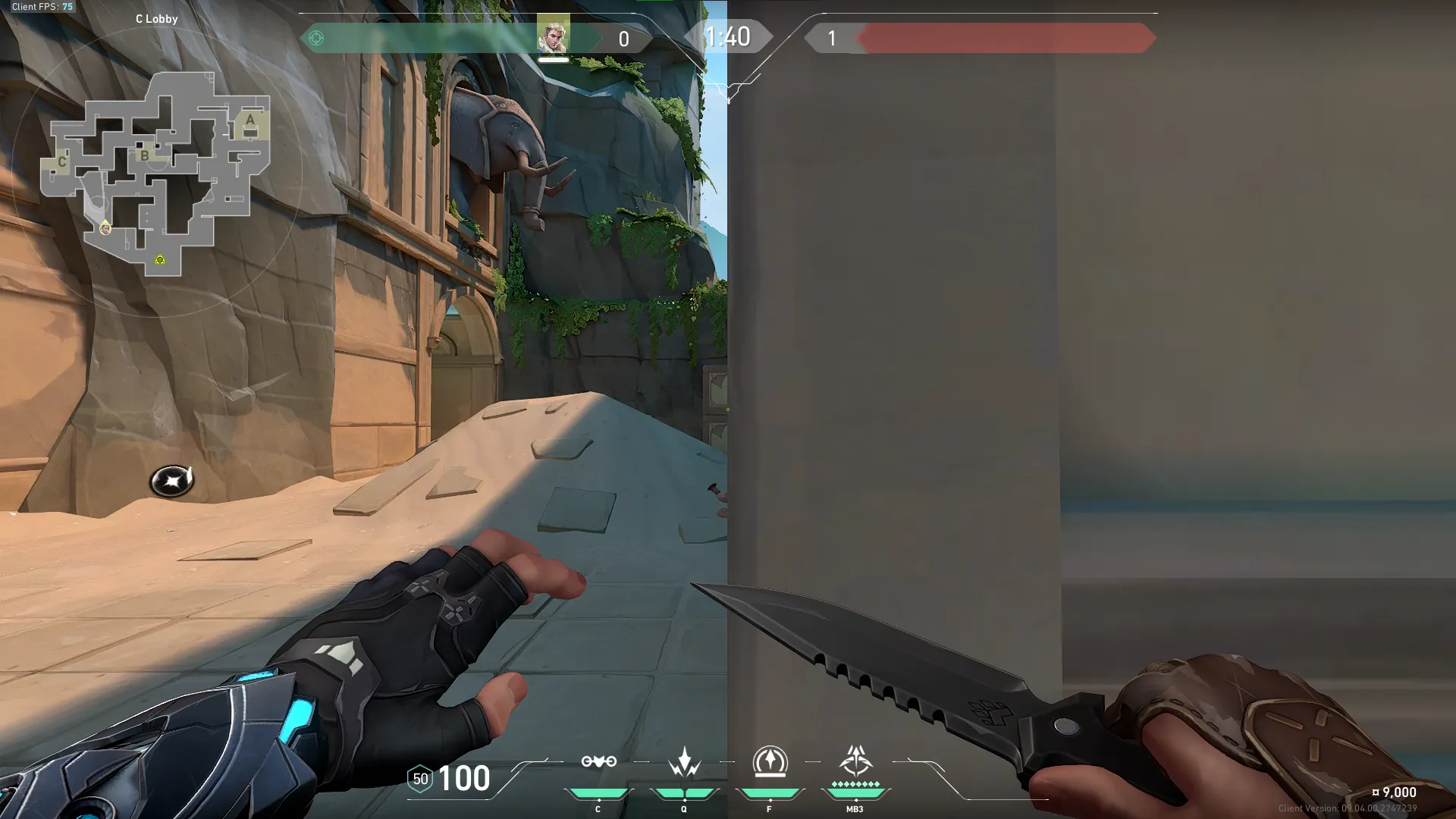 Sova Recon Bolt on Lotus Attack Site C — step 2 of 5: Aim — line up the shot